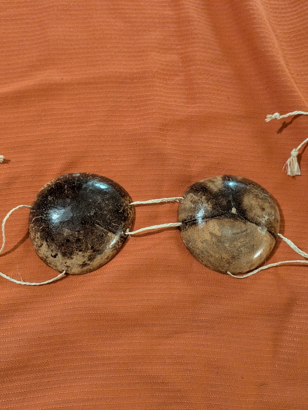 Vintage Handcrafted Natural Brown Coconut Shell Bra Top Halloween Luau